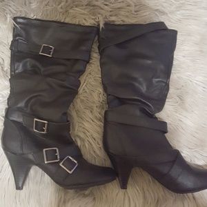under the knee small heel boots